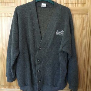 Grey Cotton Blend Cardigan with "Michigan" Embroidery Logo